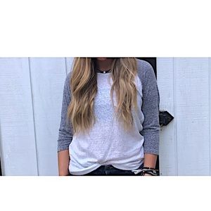Grey and White Baseball Tee